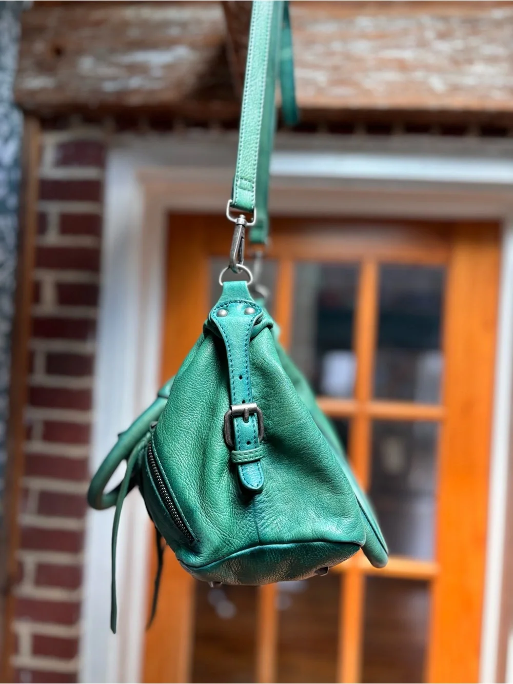 Free People We The Free Baby Emerson Bag Greenery Leather Crossbody